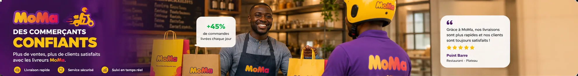 Des commerçants confiants : plus de ventes, plus de clients satisfaits avec les livreurs MoMa
